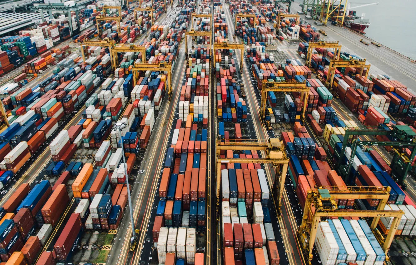 Photo wallpaper Port, Terminal, Cargo, Container, Container terminal, Cargo operations