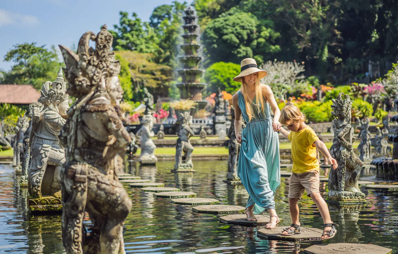Photo wallpaper Girl, Boy, Bali, Indonesia, Travel, Travel, Water Park, Bali Indonesia