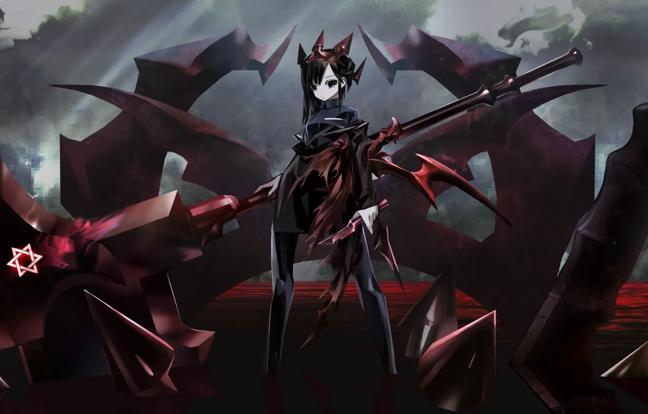 Photo wallpaper water, girl, weapons, sign, anime, art, braid, tokiya