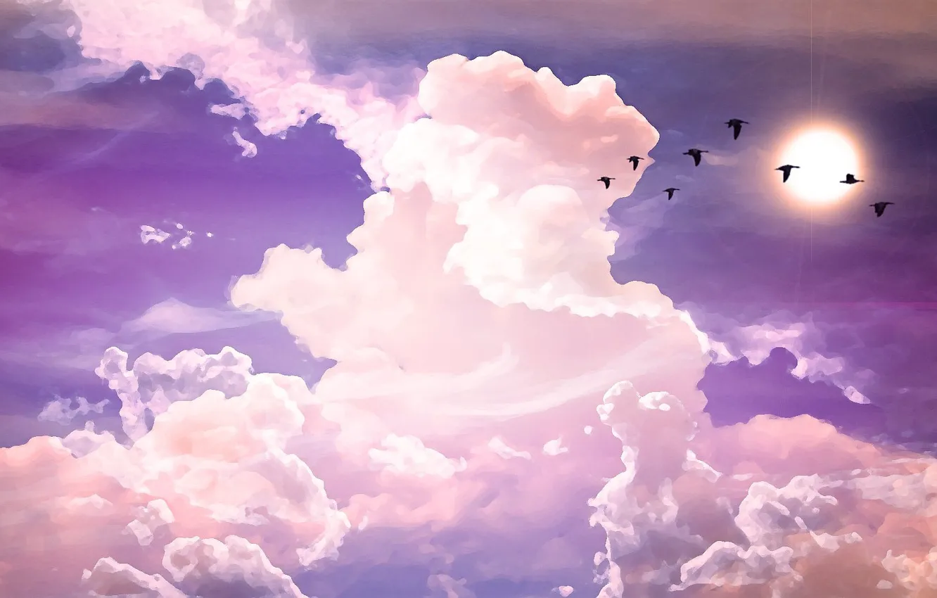 Photo wallpaper fantasy, sky, pink, cloud, purple