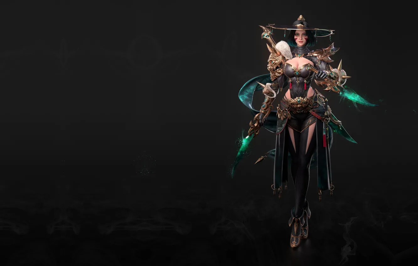 Photo wallpaper girl, hat, art, artist, figure, 3d-art