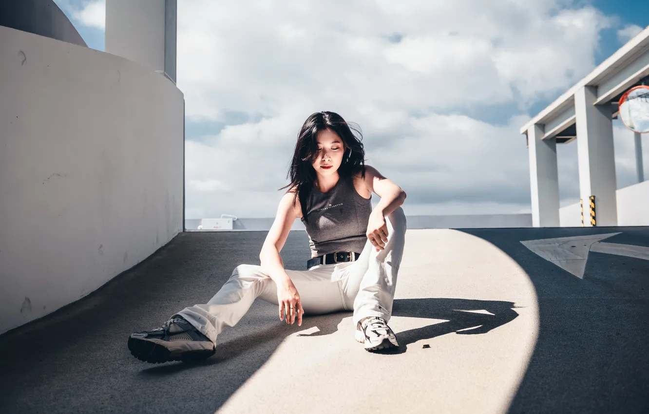 Photo wallpaper girl, pose, Asian