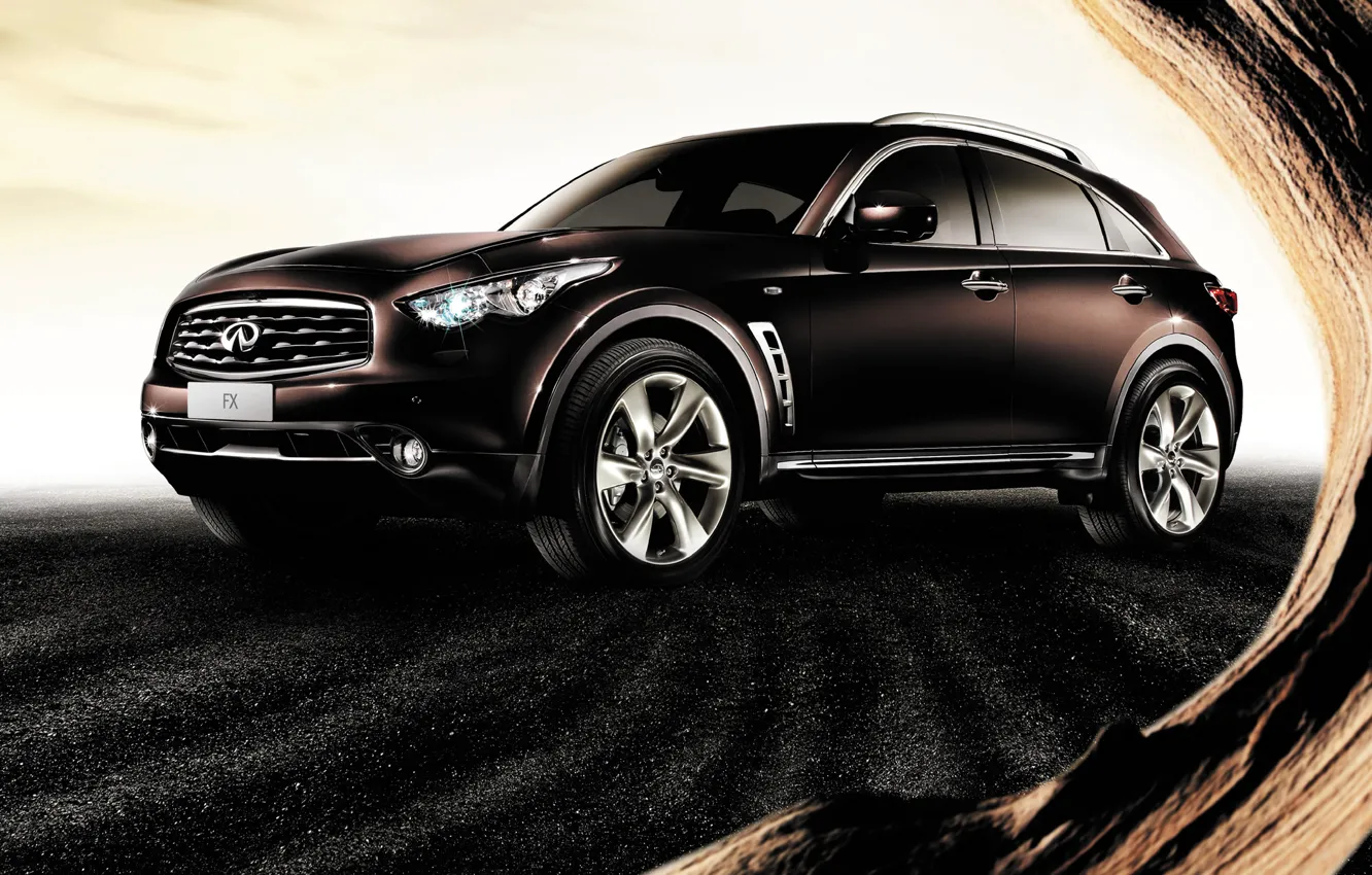 Photo wallpaper tree, infiniti, drives, infiniti, the front, crossover, cool car