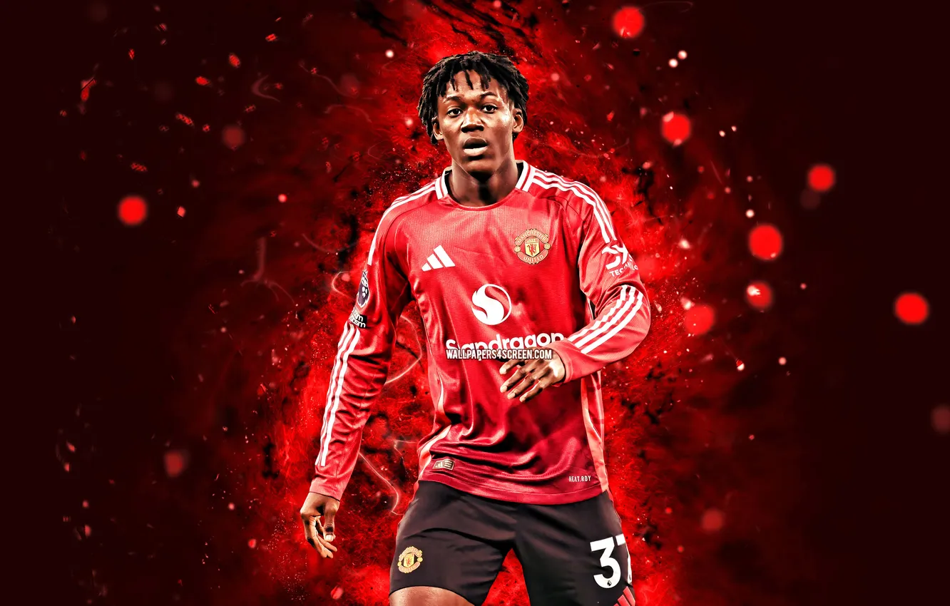 Photo wallpaper football, soccer, Manchester United, Mainoo, Kobbie Mainoo, Kobbie