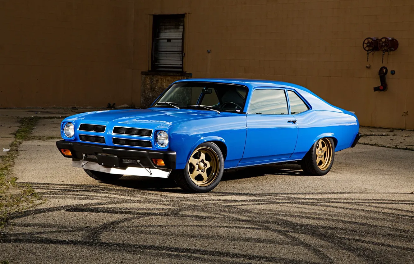 Photo wallpaper Muscle, Car, Blue, Coupe, Pontiac, Ventura