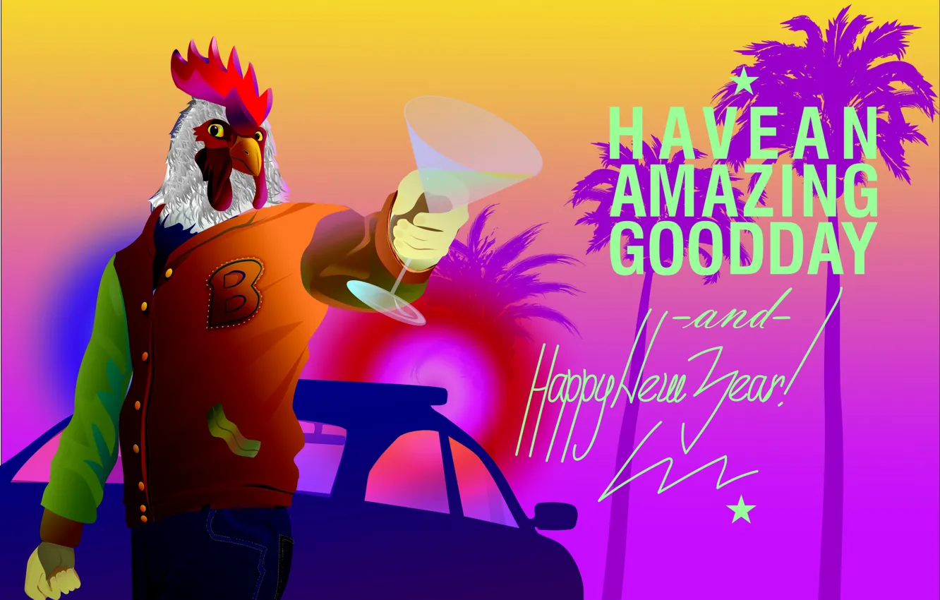 Photo wallpaper new year, New Year, the year of the rooster