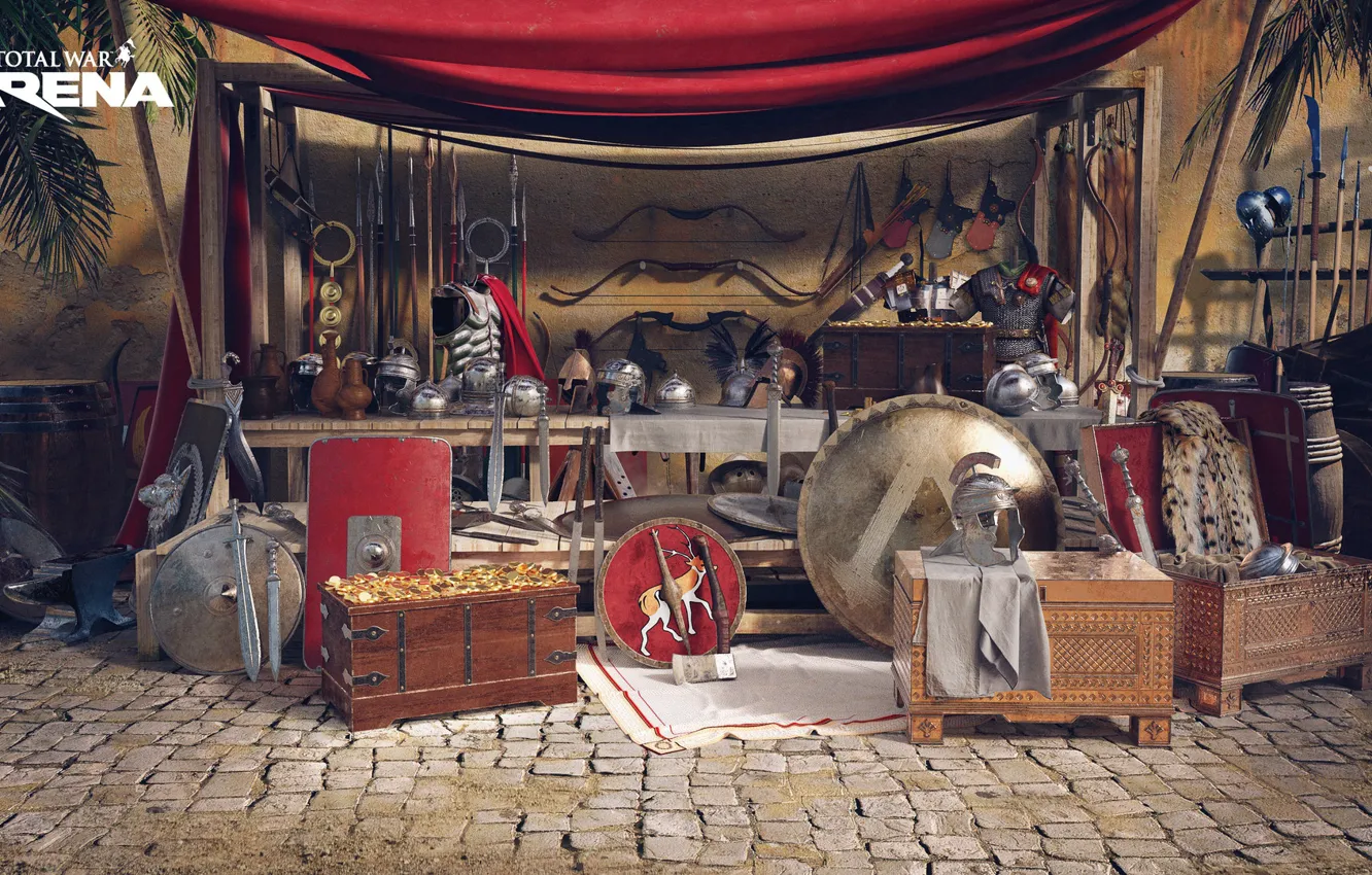 Photo wallpaper weapons, shop, choice, Total War Arena, promo arts