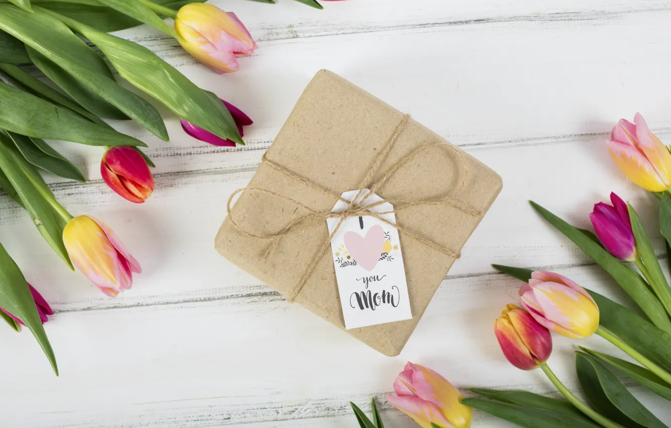 Photo wallpaper flowers, colorful, tulips, pink, wood, pink, flowers, tulips