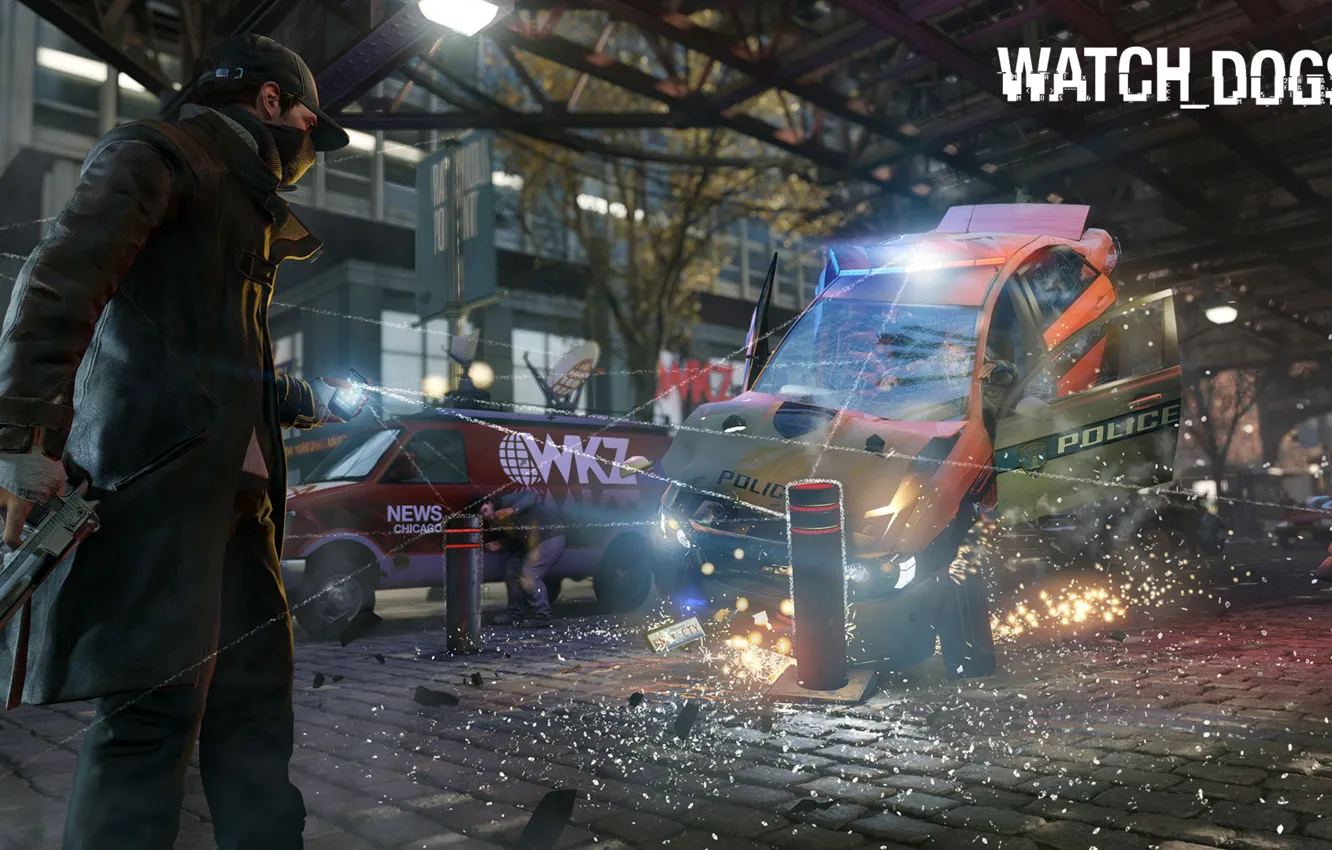 Photo wallpaper game, Ubisoft, dogs, watch, phone, vectors