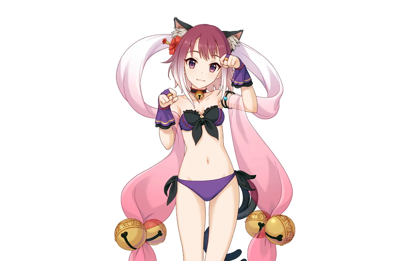 Photo wallpaper girl, sexy, cleavage, boobs, anime, beautiful, short hair, pretty