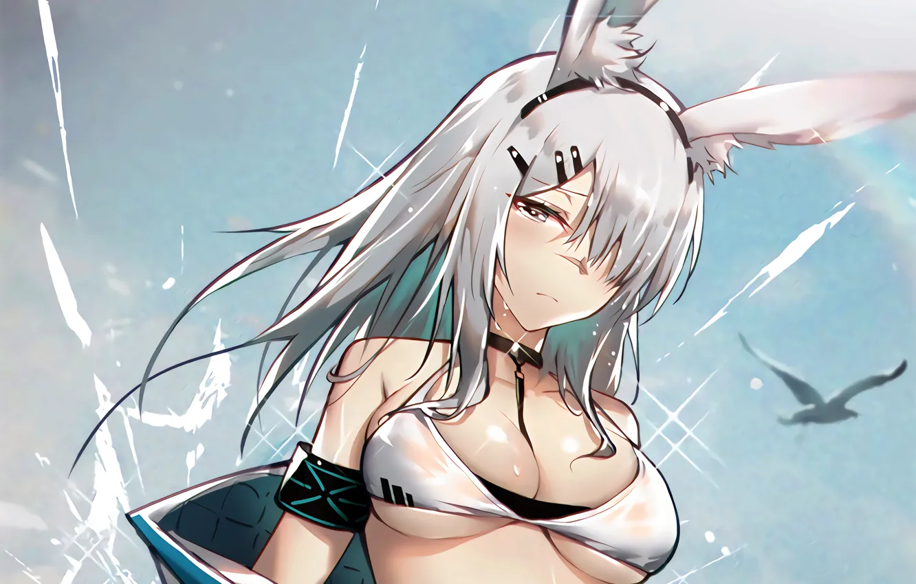 Photo wallpaper girl, sexy, cleavage, long hair, boobs, anime, beautiful, pretty