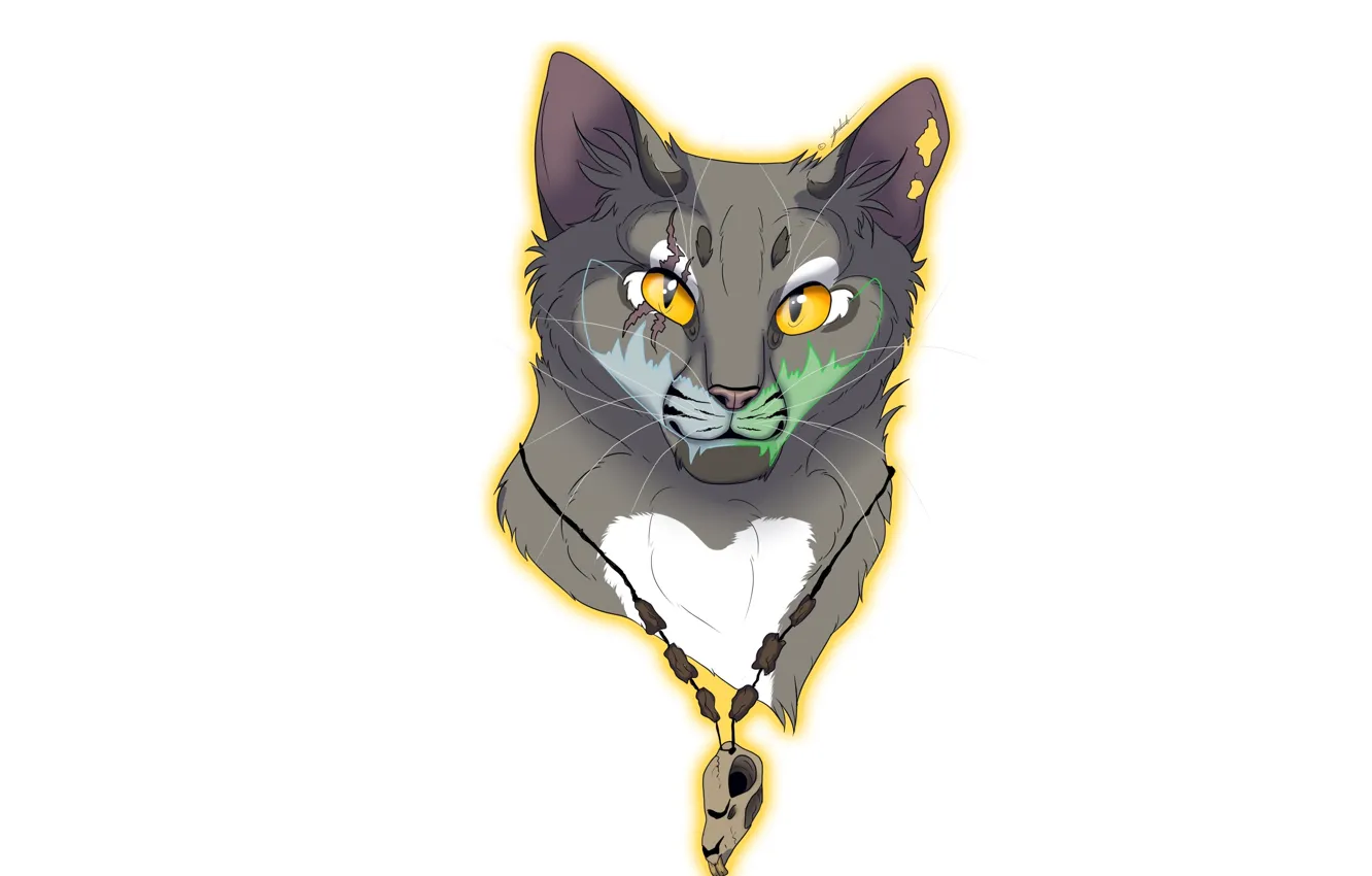 Photo wallpaper skull, art, pendant, white background, beast