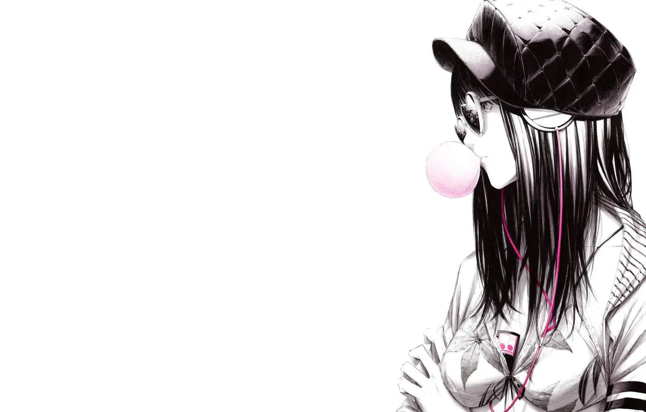 Photo wallpaper music, mood, glasses, player, girl, cap