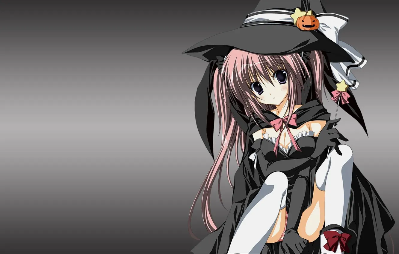 Photo wallpaper holiday, girl, hat, Halloween, witch
