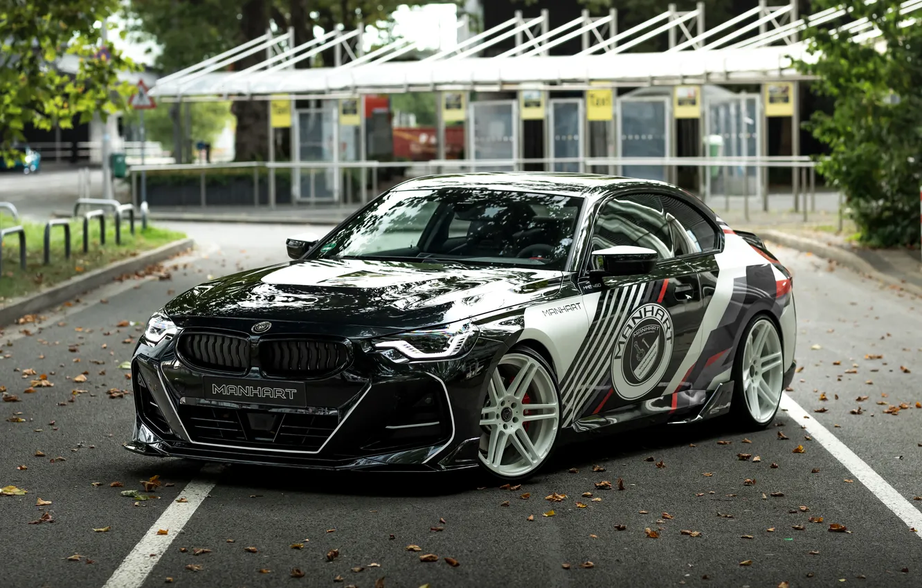 Photo wallpaper BMW, white, black, Manhart, BMW M2, 2024, Manhart MH2