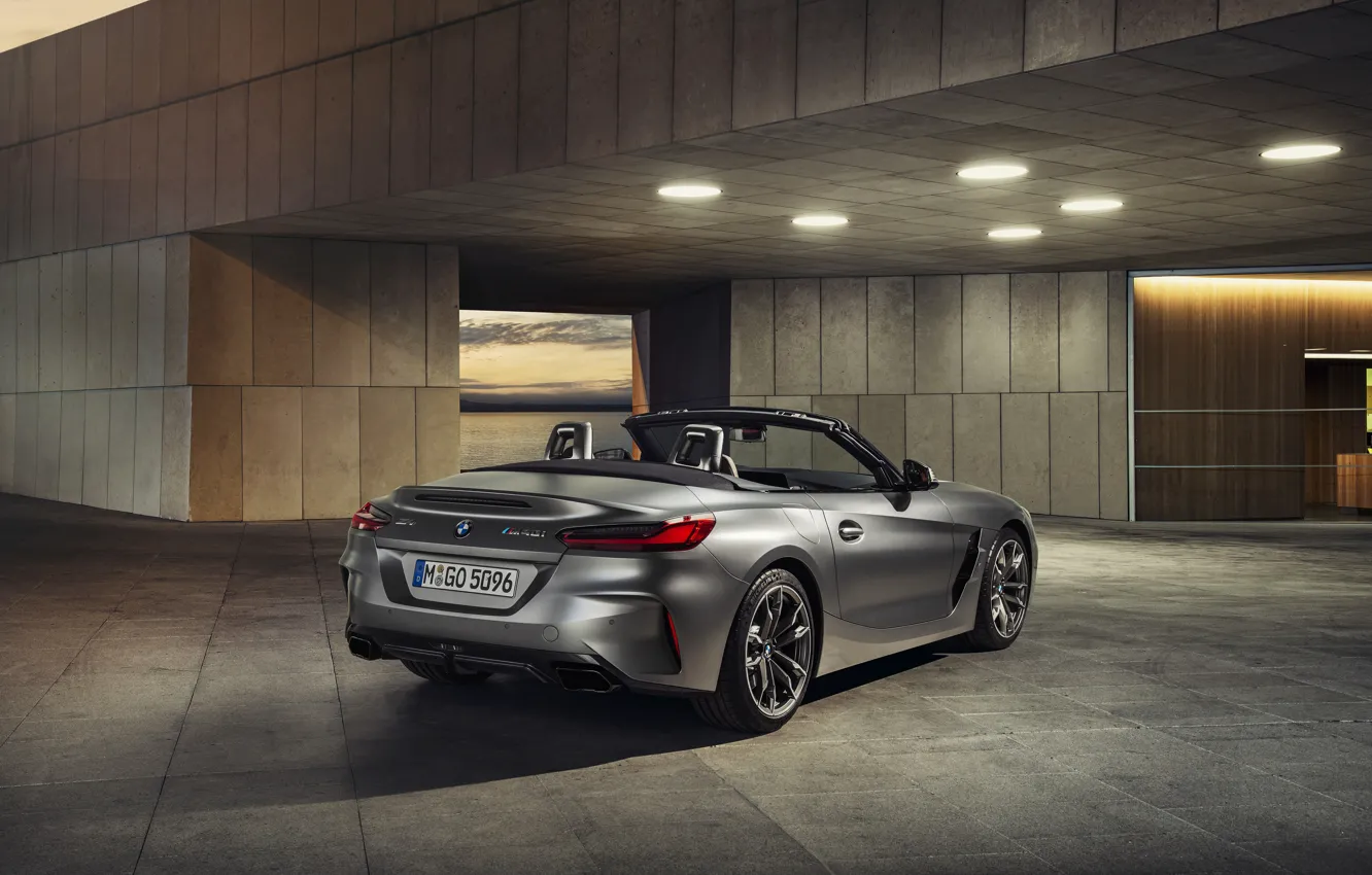 Photo wallpaper light, grey, wall, BMW, Roadster, rear view, BMW Z4, M40i