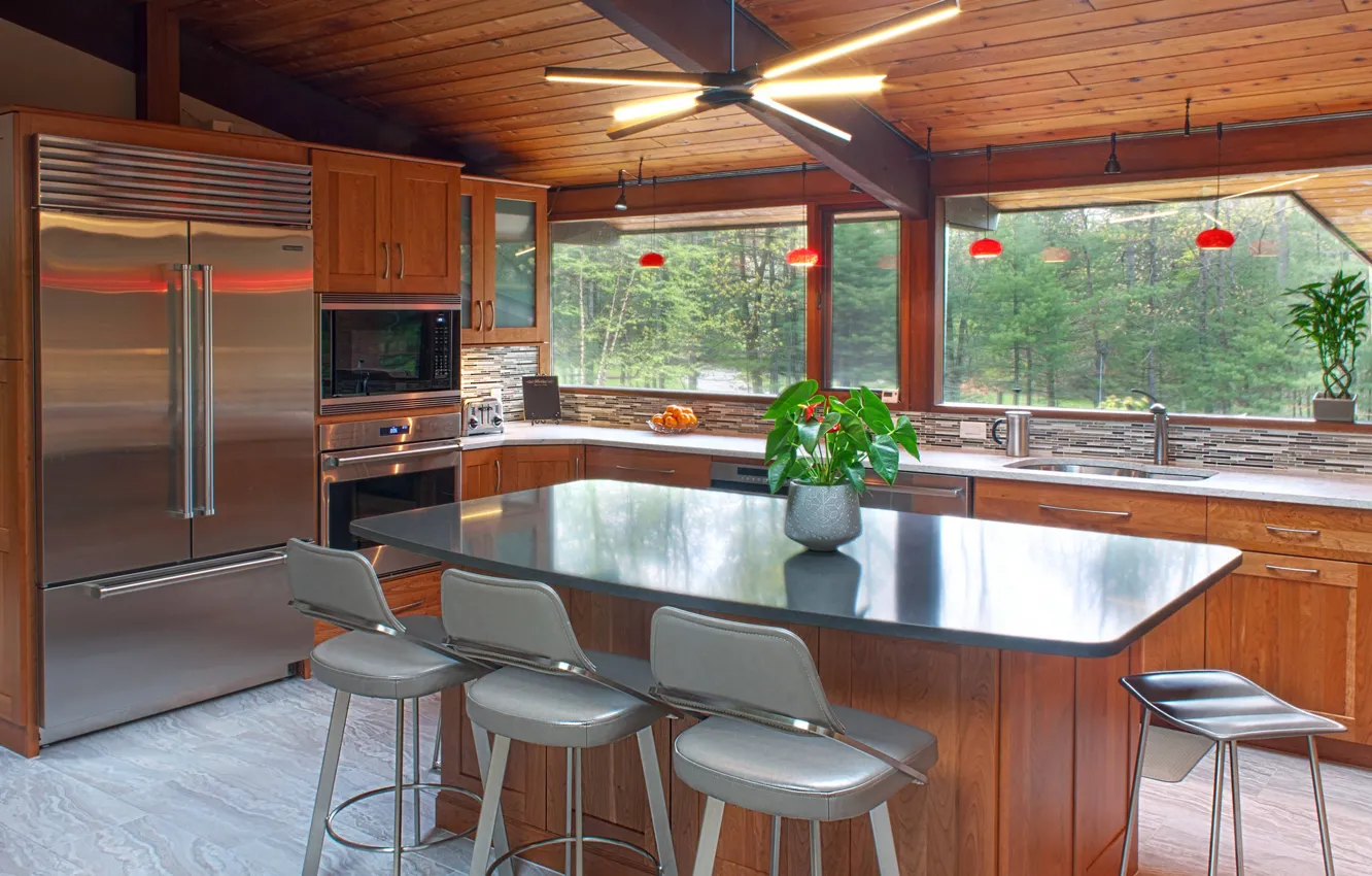 Photo wallpaper design, style, interior, kitchen, dining room, by Lestage interiors, Deck house, Deck house