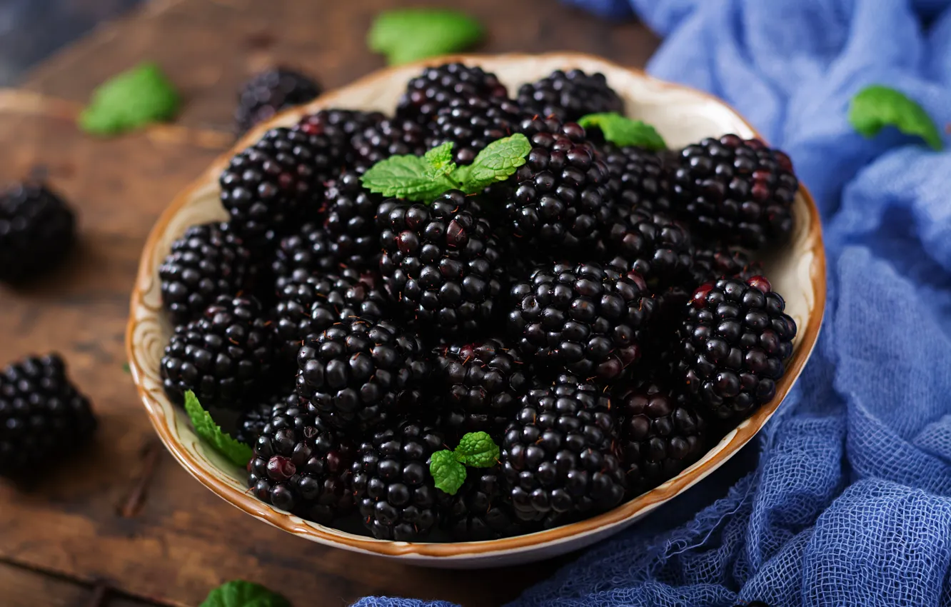 Photo wallpaper berries, fresh, wood, BlackBerry, blackberry, berries