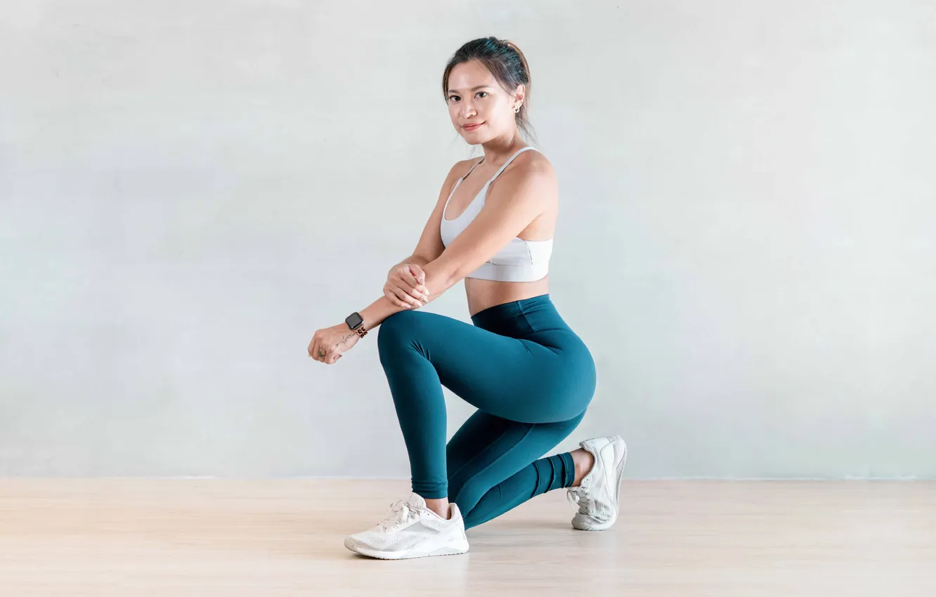 Photo wallpaper gym, leggings, woman fitness, Buttock, activewear, woman exercises, woman streching, woman workout