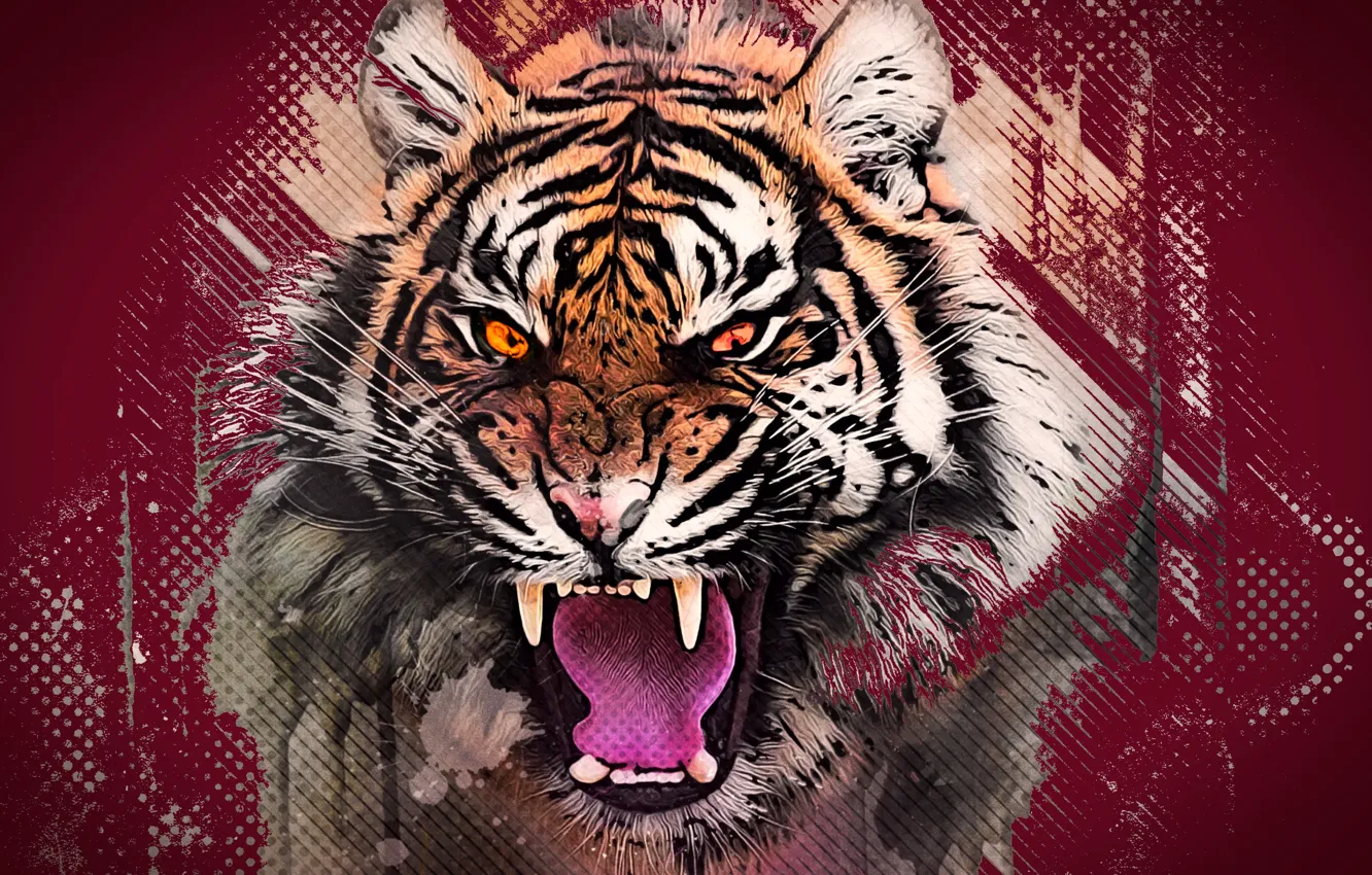 Photo wallpaper eyes, graphics, color, predator