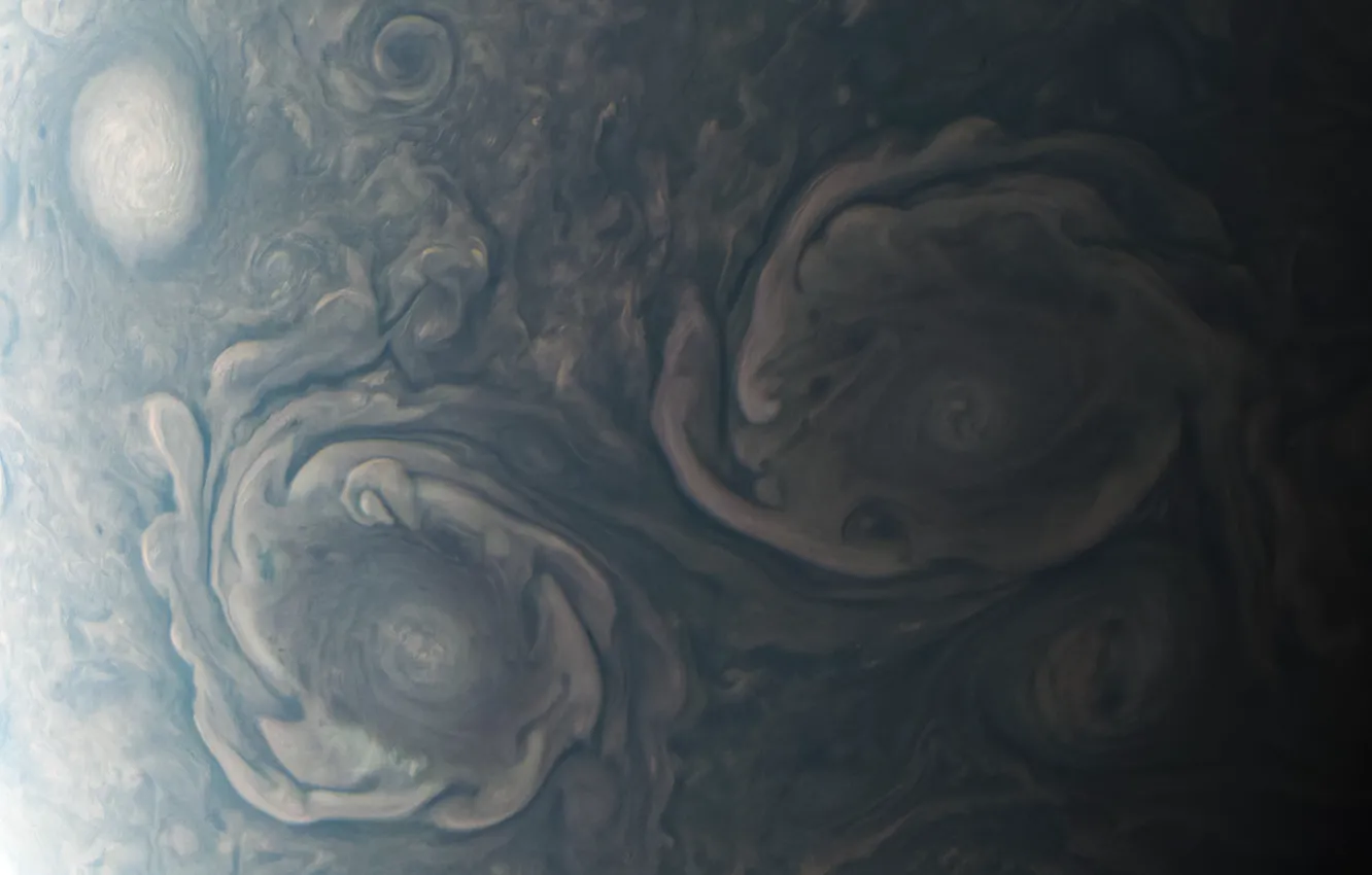 Photo wallpaper space, Jupiter, the surface of the planet, Juno, Jupiter, Juno, Solar System, Kevin M. Gill