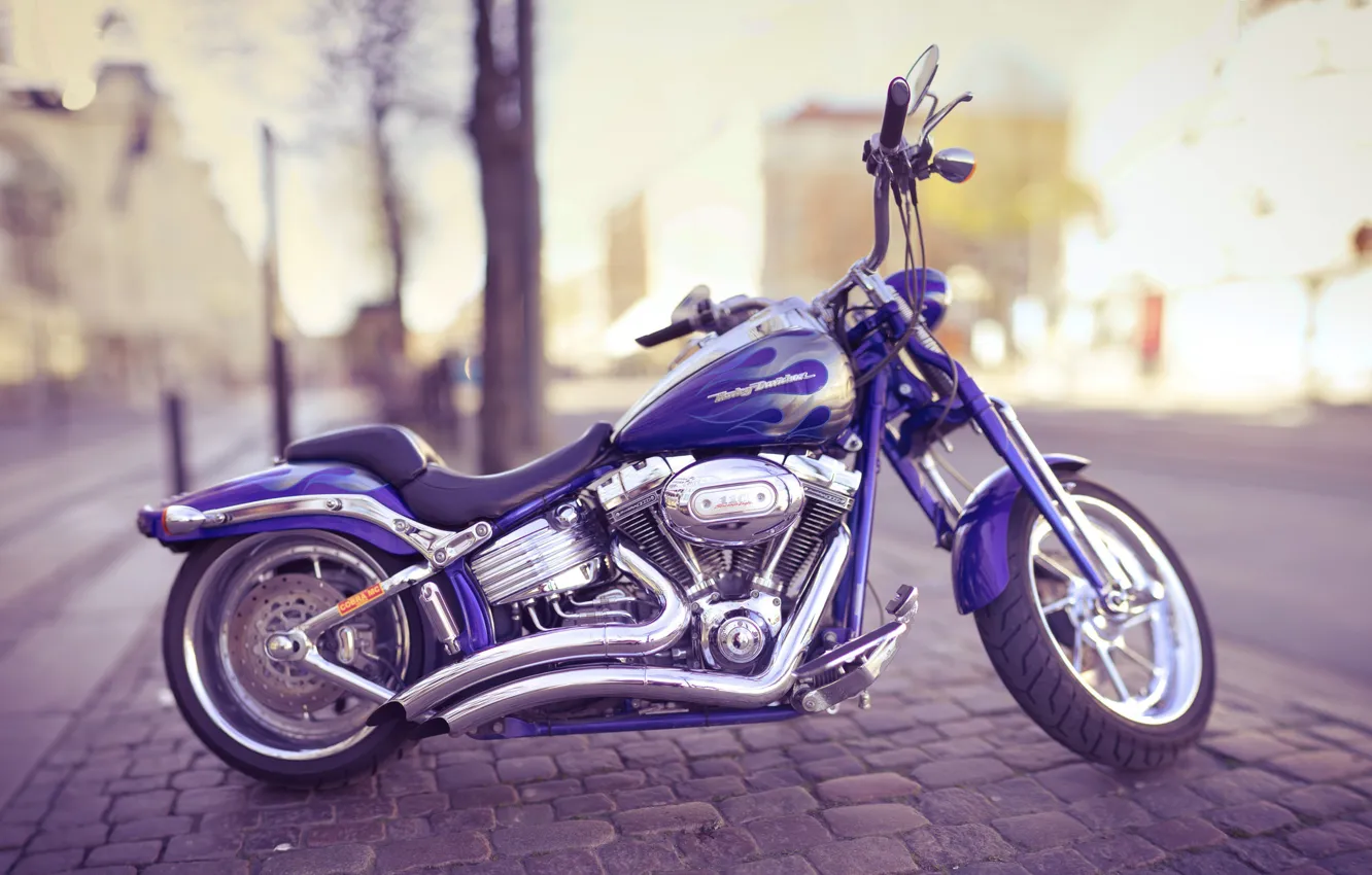 Photo wallpaper the city, style, motorcycle, Harley Davidson, bike