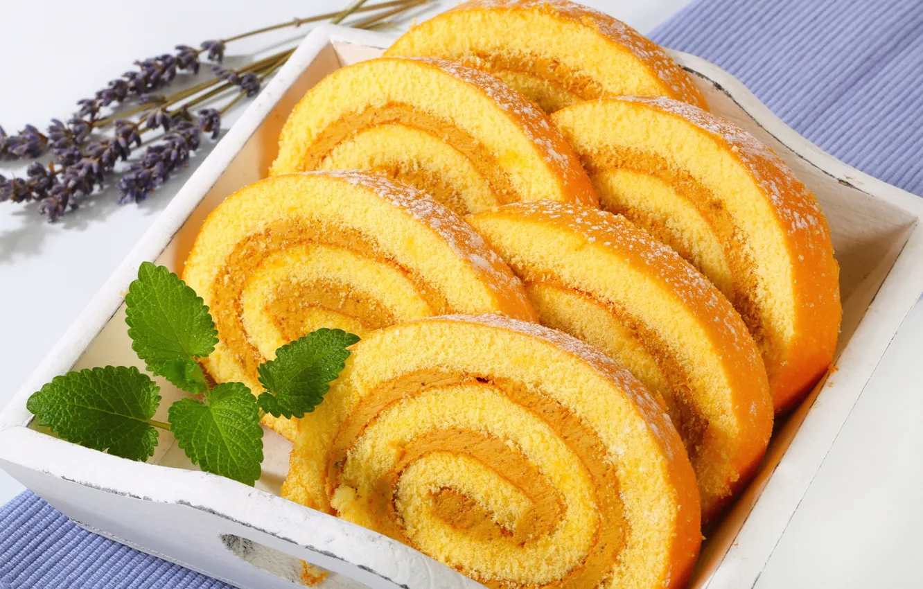 Photo wallpaper mint, cream, dessert, roll