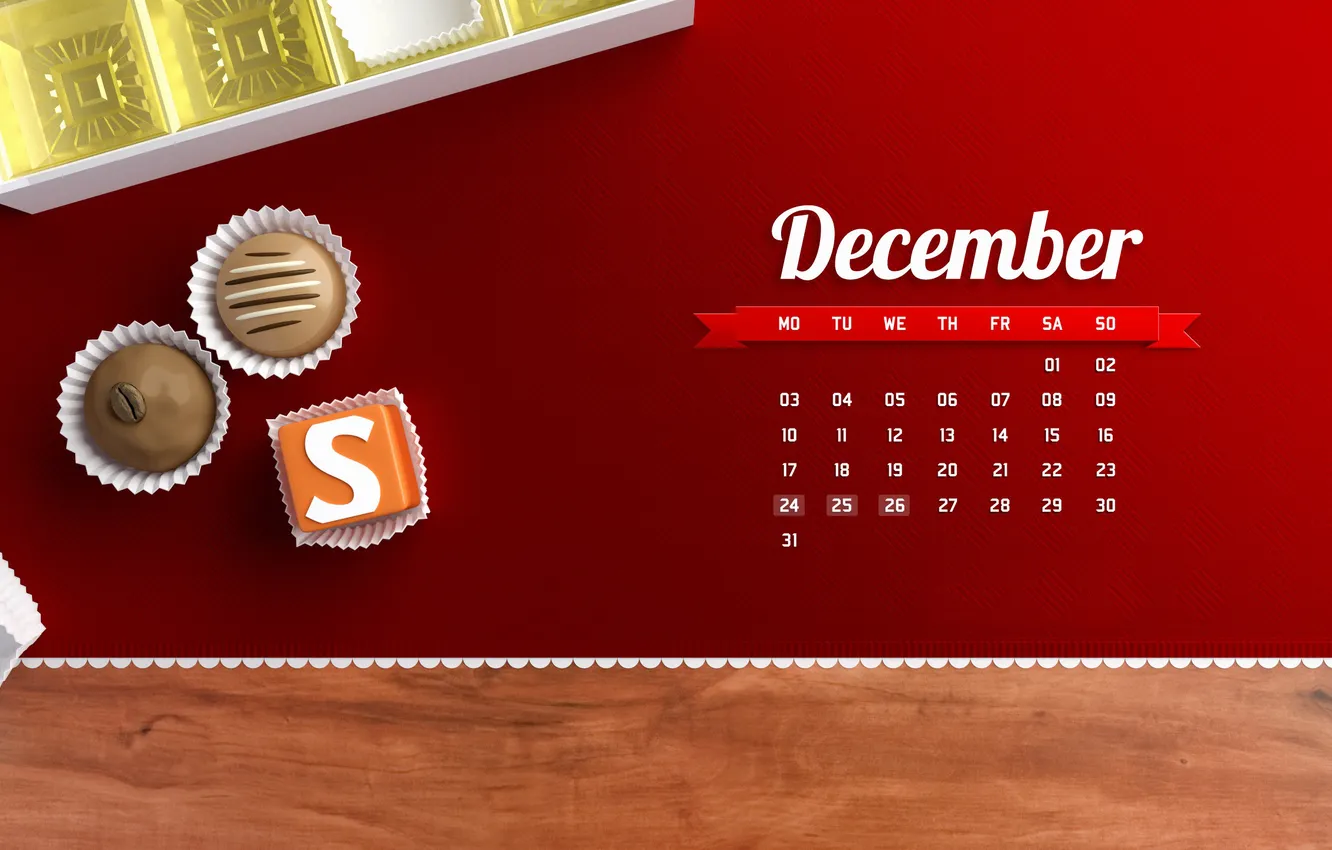 Photo wallpaper candy, calendar, number, December, days, december, cuts