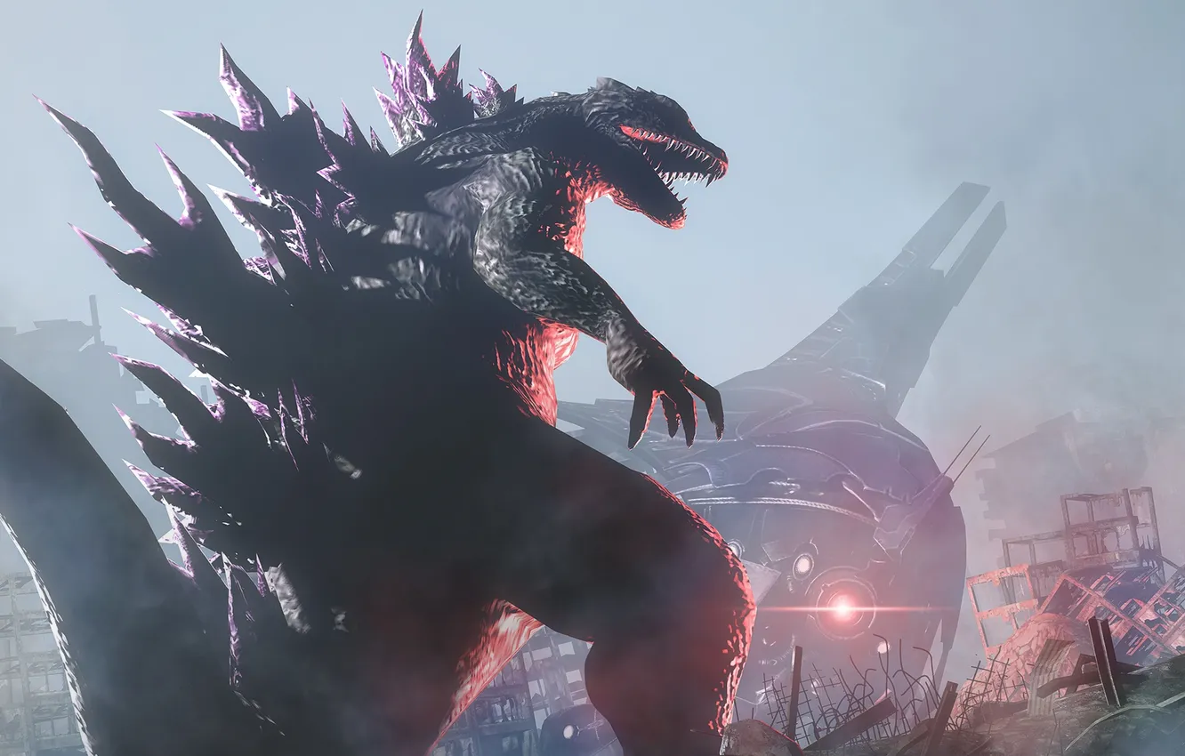 Photo wallpaper mass effect, art, Godzilla, Reaper, Reaper