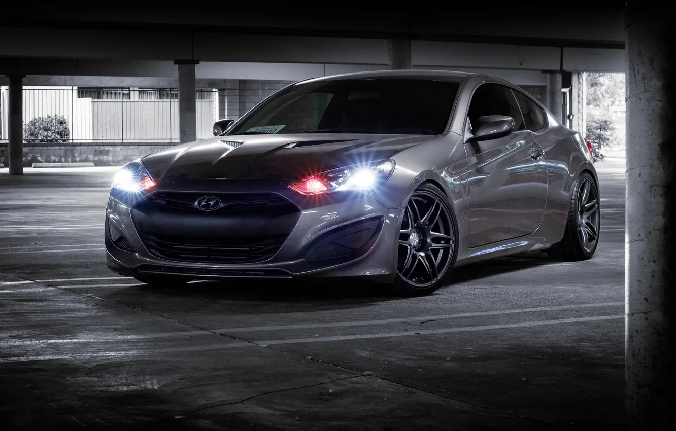 Photo wallpaper machine, auto, tuning, the fence, Hyundai, Coupe, Parking, Genesis