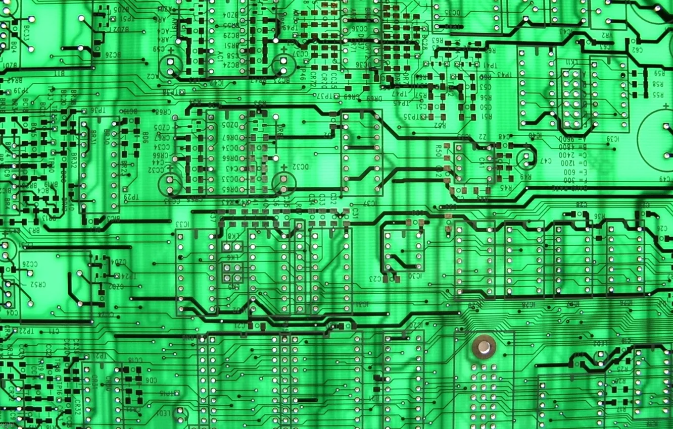 Photo wallpaper green, background, circuit board