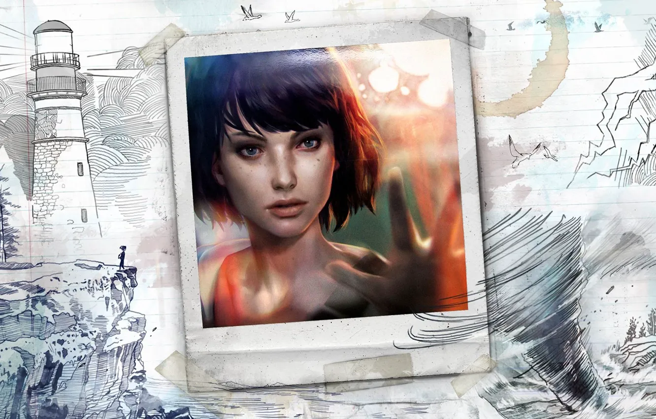 Photo wallpaper girl, birds, photo, figure, lighthouse, Square Enix, Scotch, Life Is Strange