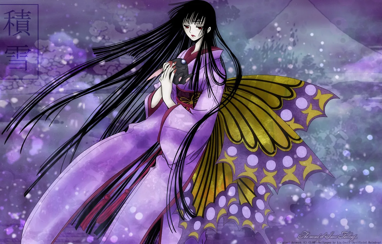 Photo wallpaper girl, butterfly, anime, art, xxxHolic