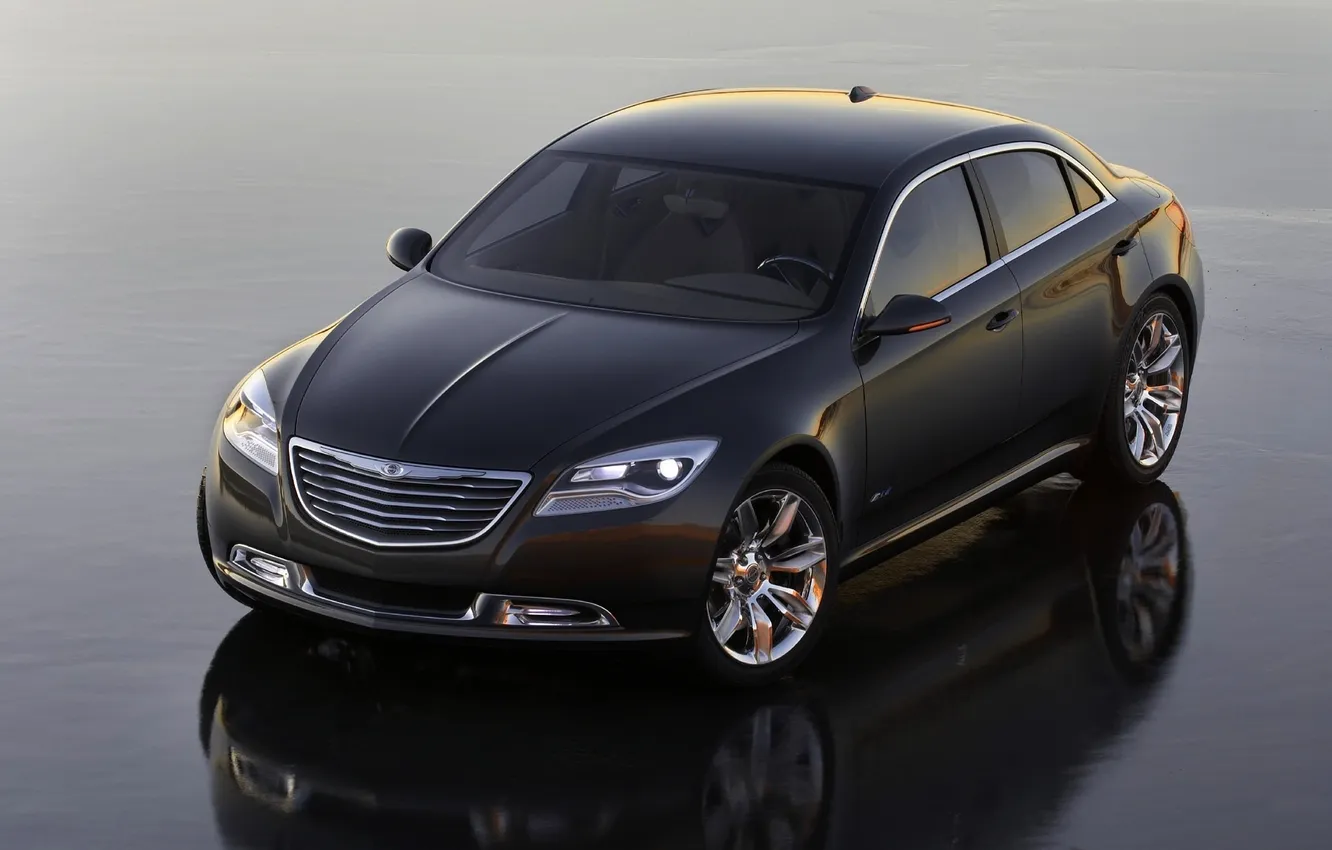 Photo wallpaper auto, black, lights, Chrysler, The hood, 200, Chrysler, The view from the top