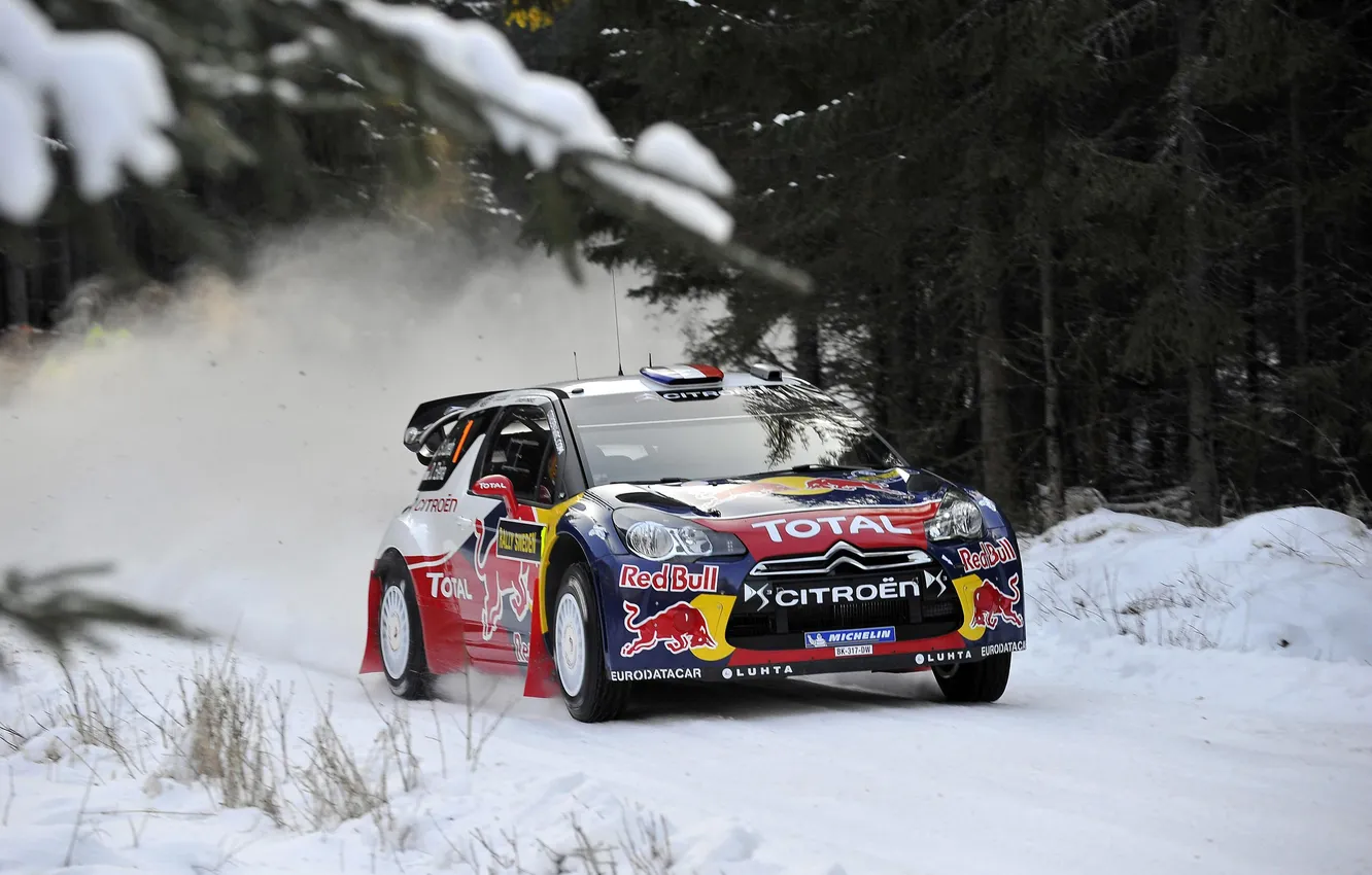 Photo wallpaper Winter, Snow, Forest, Citroen, DS3, WRC, Rally, Rally