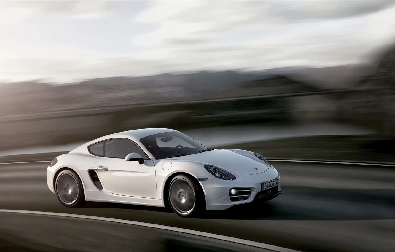 Photo wallpaper machine, white, wheel, Porsche, The hood, Cayman, Coupe, The view from the side