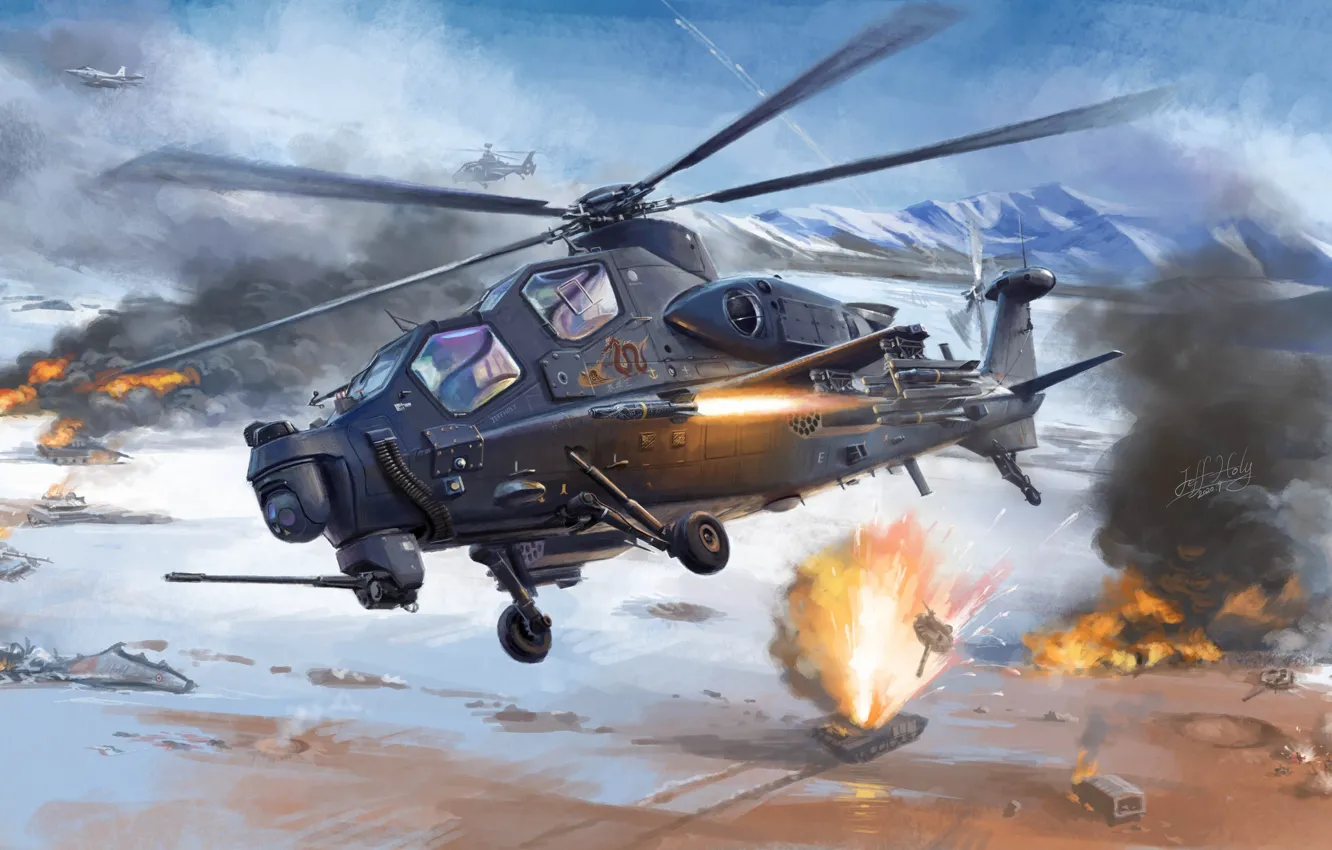 Photo wallpaper China, attack helicopter, pla, CAIC WZ-10, PLA, Jeff Holly