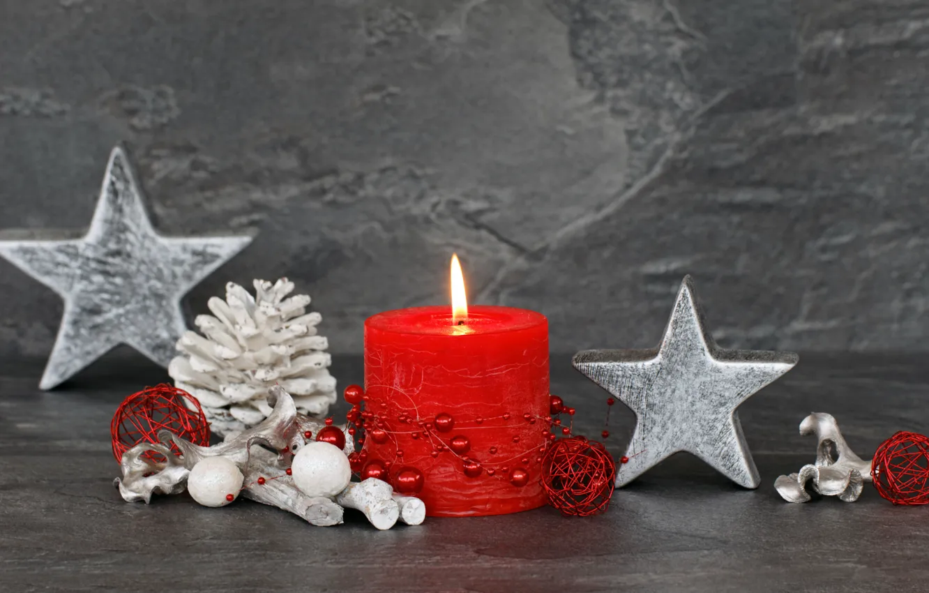 Photo wallpaper star, new year, candles, bumps, decor