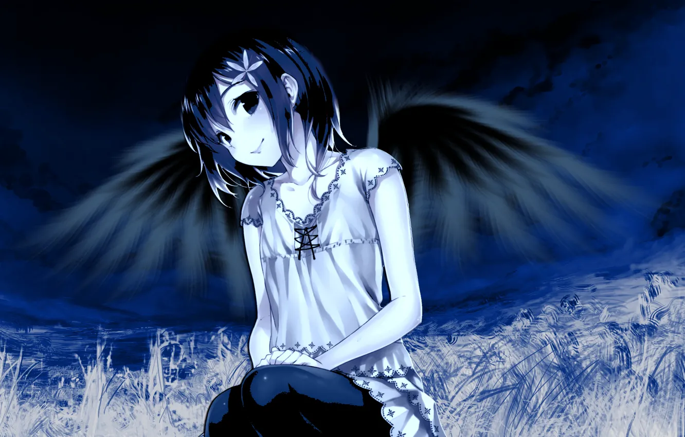 Photo wallpaper girl, wings, anime