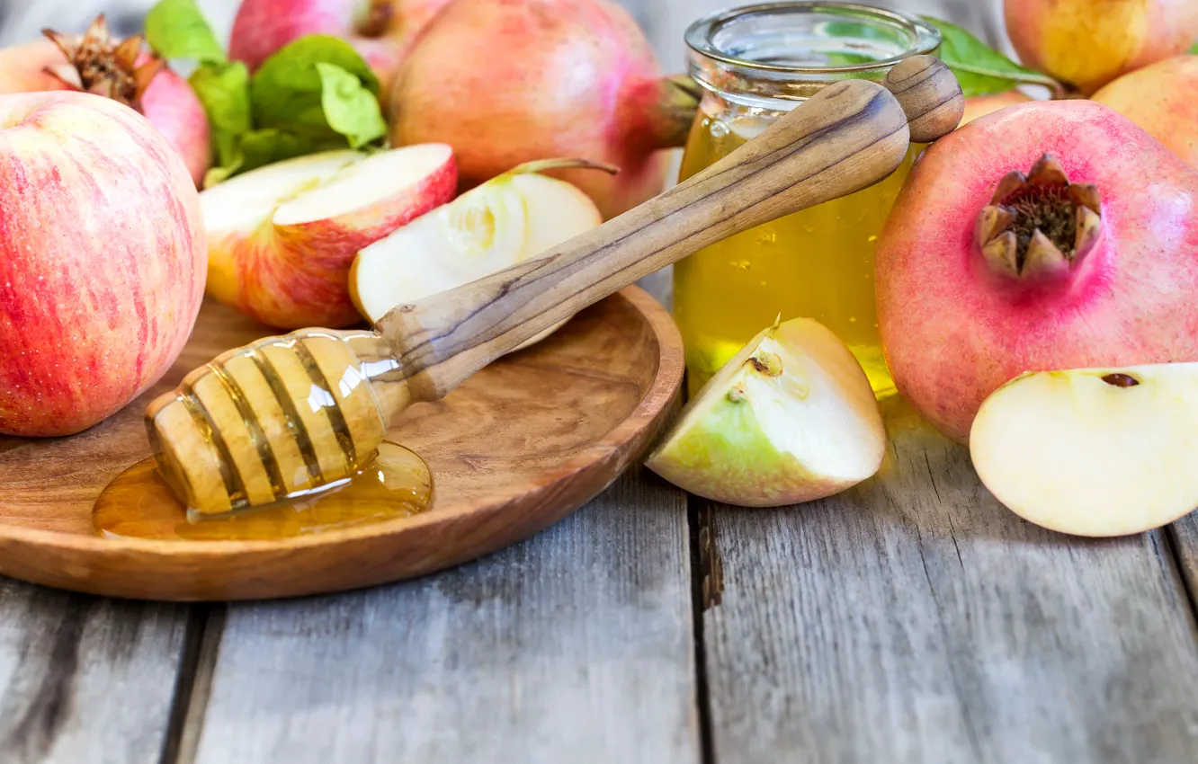 Photo wallpaper apples, honey, fruit, garnet