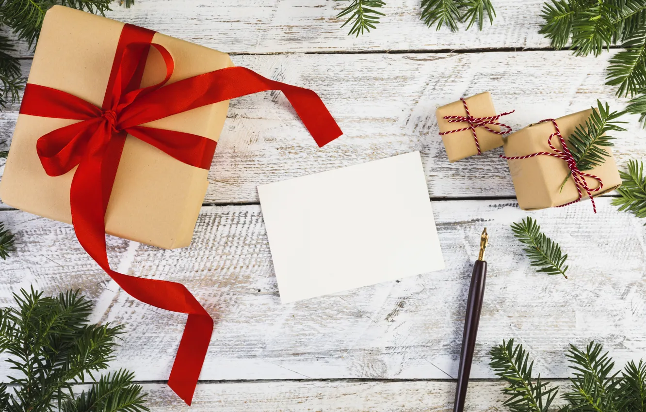 Photo wallpaper box, gift, New Year, Christmas, tape, Christmas, box, wood