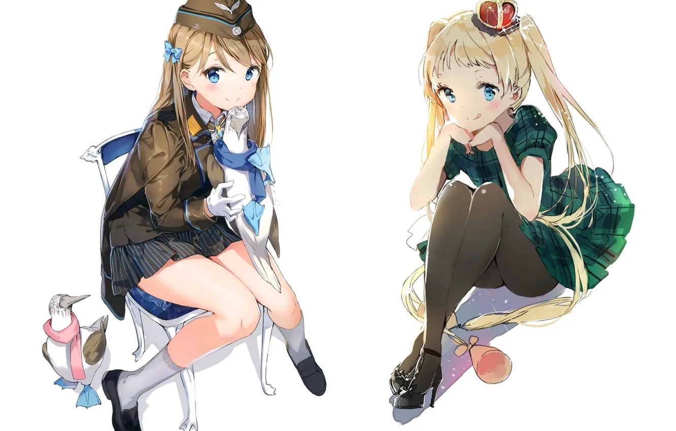 Photo wallpaper duck, crown, blue eyes, Golf, pussy, on the chair, chuunibyou demo koi ga shitai!, Eccentricity …