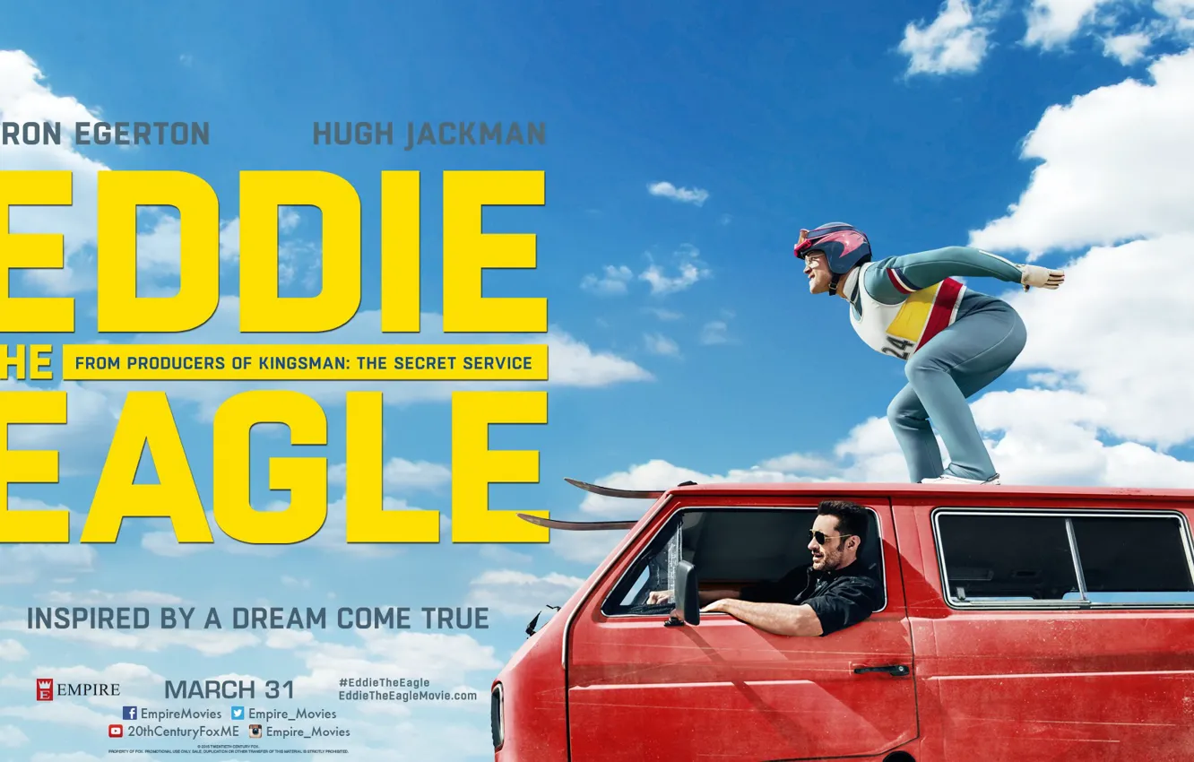 Photo wallpaper Hugh Jackman, Hugh Jackman, jump, Taron Egerton, Of Taron Egerton, Eddie The Eagle, Eddie the …