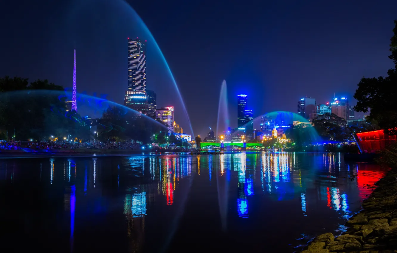 Photo wallpaper the city, lights, Melbourne