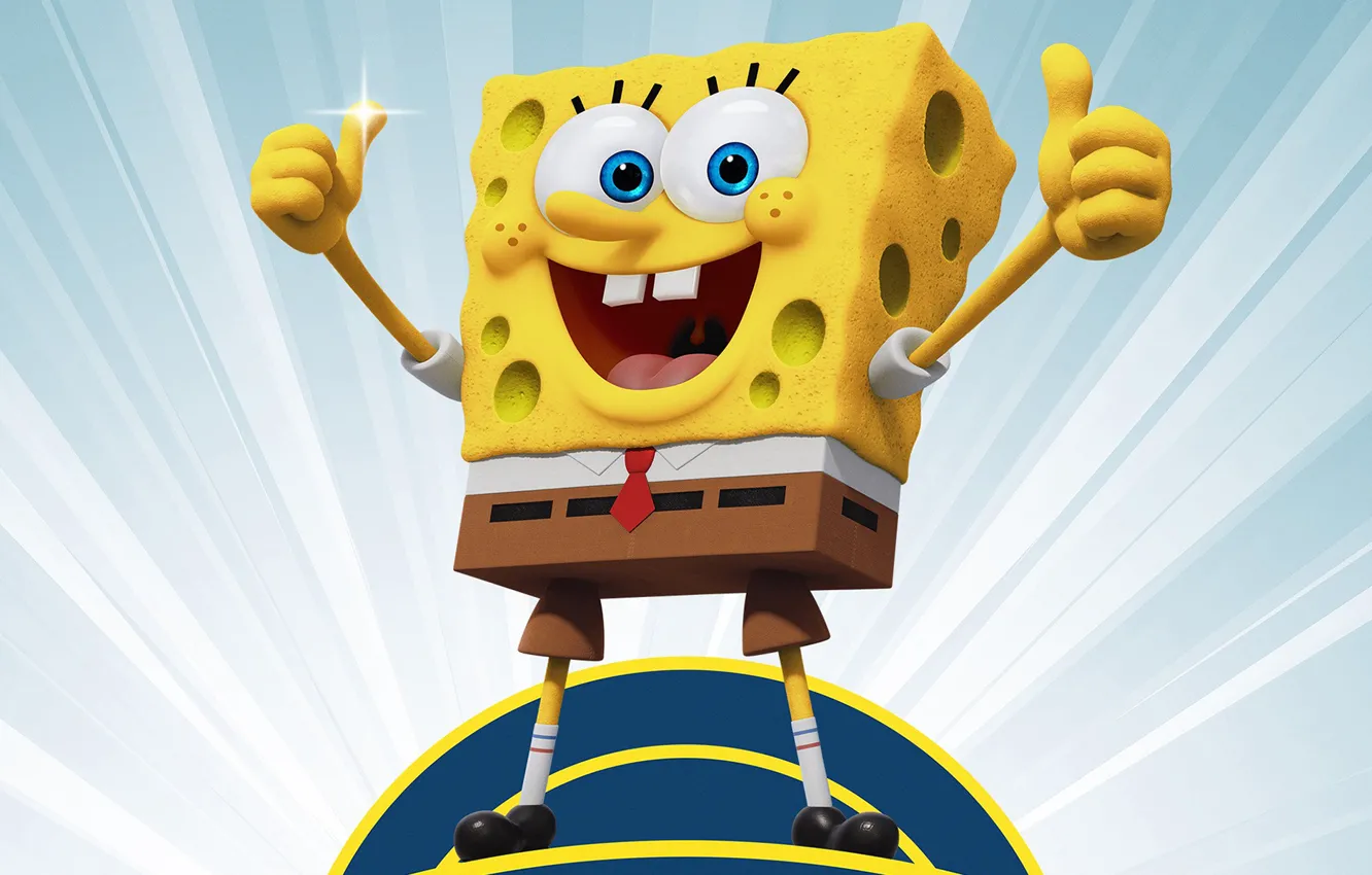 Photo wallpaper joy, yellow, background, gesture, Spongebob, The SpongeBob Movie: Sponge Out of Water