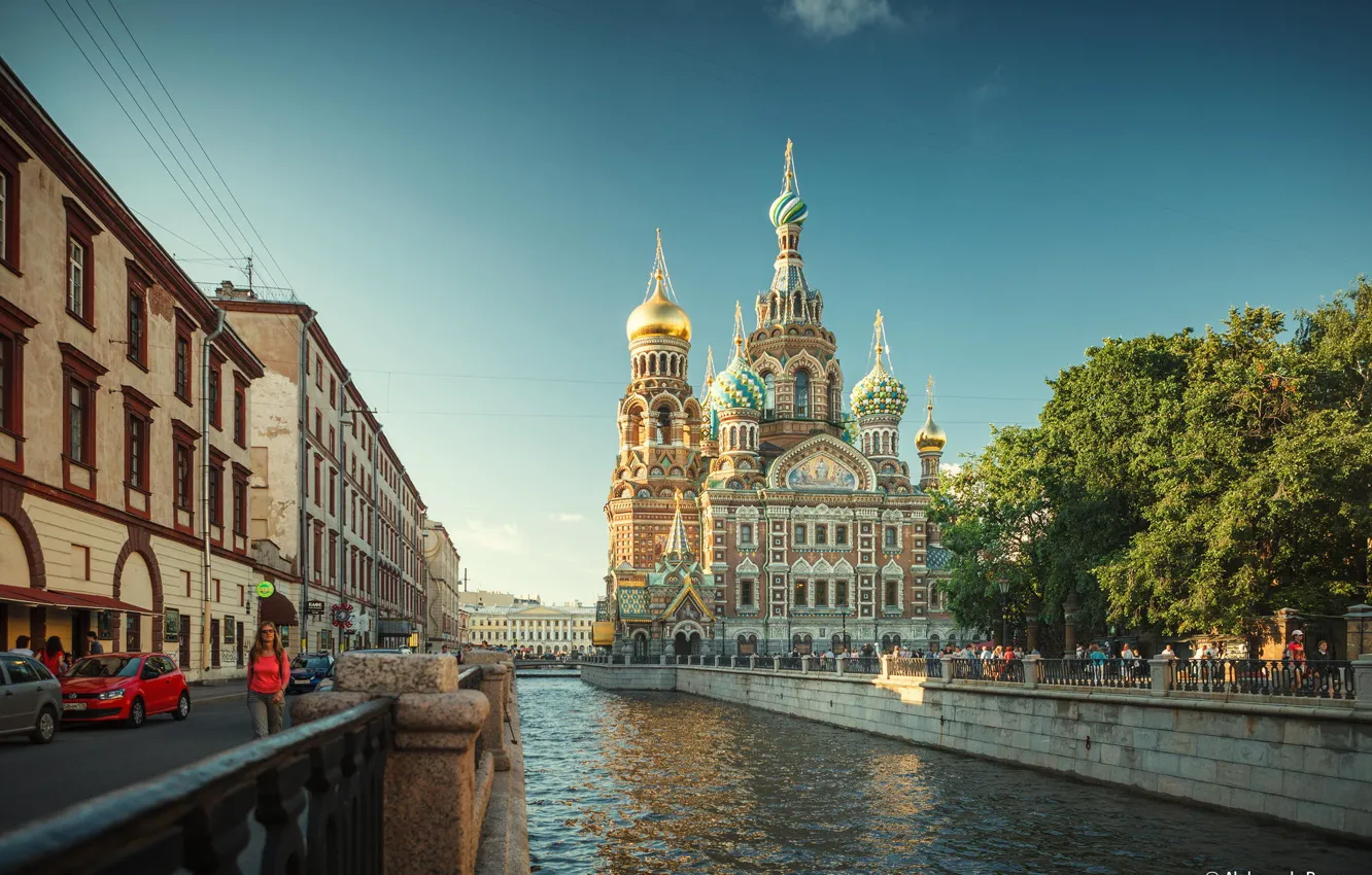 Photo wallpaper Saint Petersburg, Russia, Peter, St. Petersburg, Aleksandr Bergan, Moyka river, Church of the Savior on …