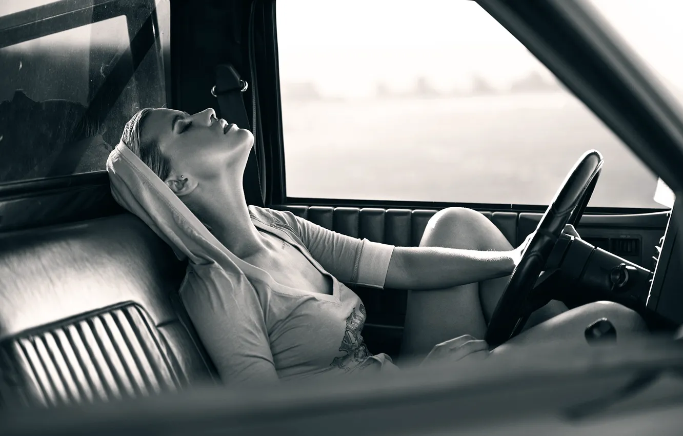 Photo wallpaper auto, girl, passion, the wheel, salon, Kasia