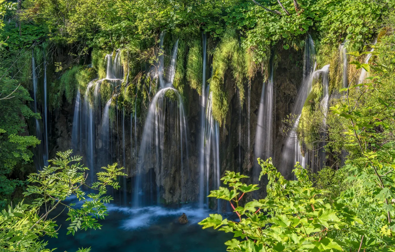 Photo wallpaper lake, waterfall, Croatia