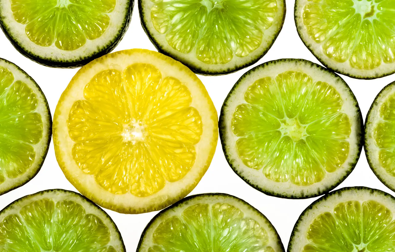 Photo wallpaper macro, lemon, lime, citrus
