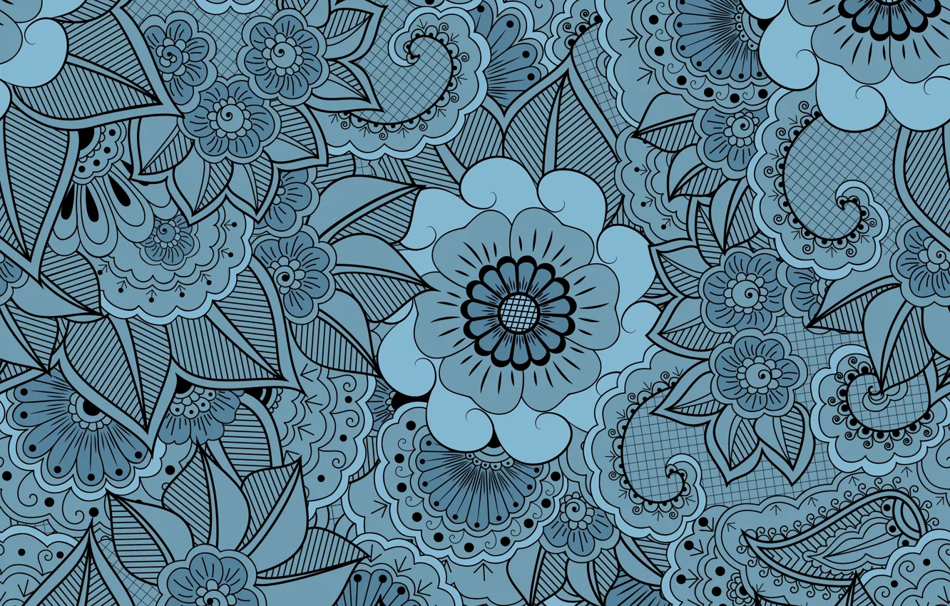 Photo wallpaper flowers, retro, background, pattern, vector, texture